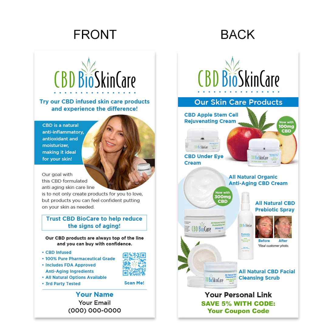 CBD BioCare Skincare Rack Cards
